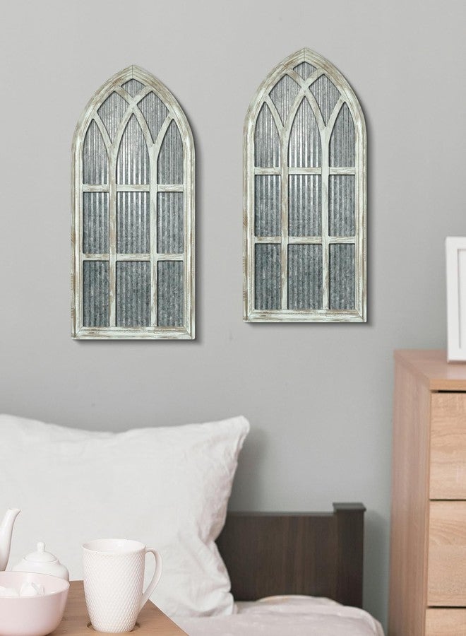 Putuo Decor Weathered White Gothic Arch Window Wall Decor, Rustic Cathedral Frame for Farmhouse Living Room Hallway - Image 4